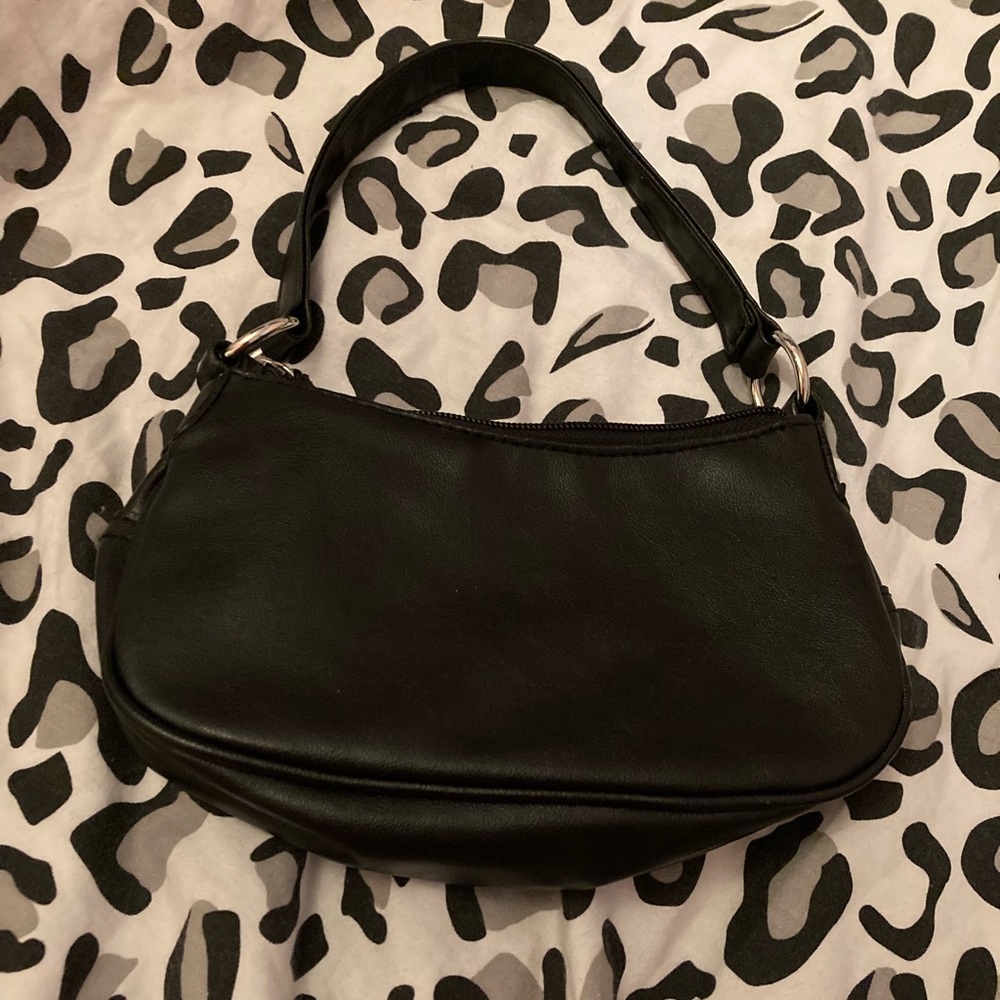 Plain black handbag